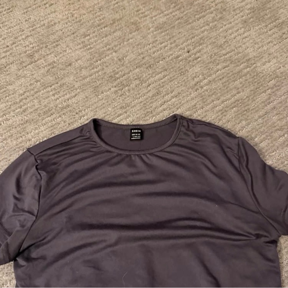 SHEIN Charcoal Crew Neck Crop Top